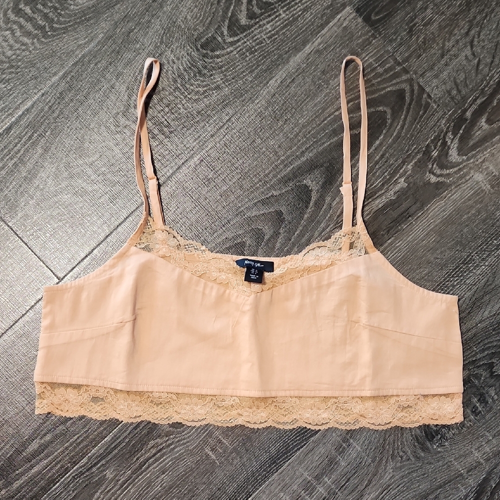 Nasty Gal lace trim Cotton Crop Top